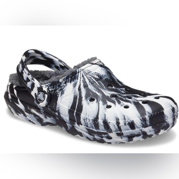 CROC CLASSIC LINED MARBLED CLOG White/Black - Picture 5 of 6